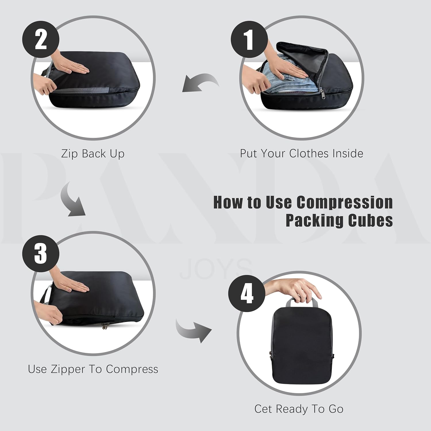 4 Set Compression Packing Cubes Travel - Travel Accessories Expandable Packing Organizers for Carry On - Essentials Luggage Travel Bags - Image 2