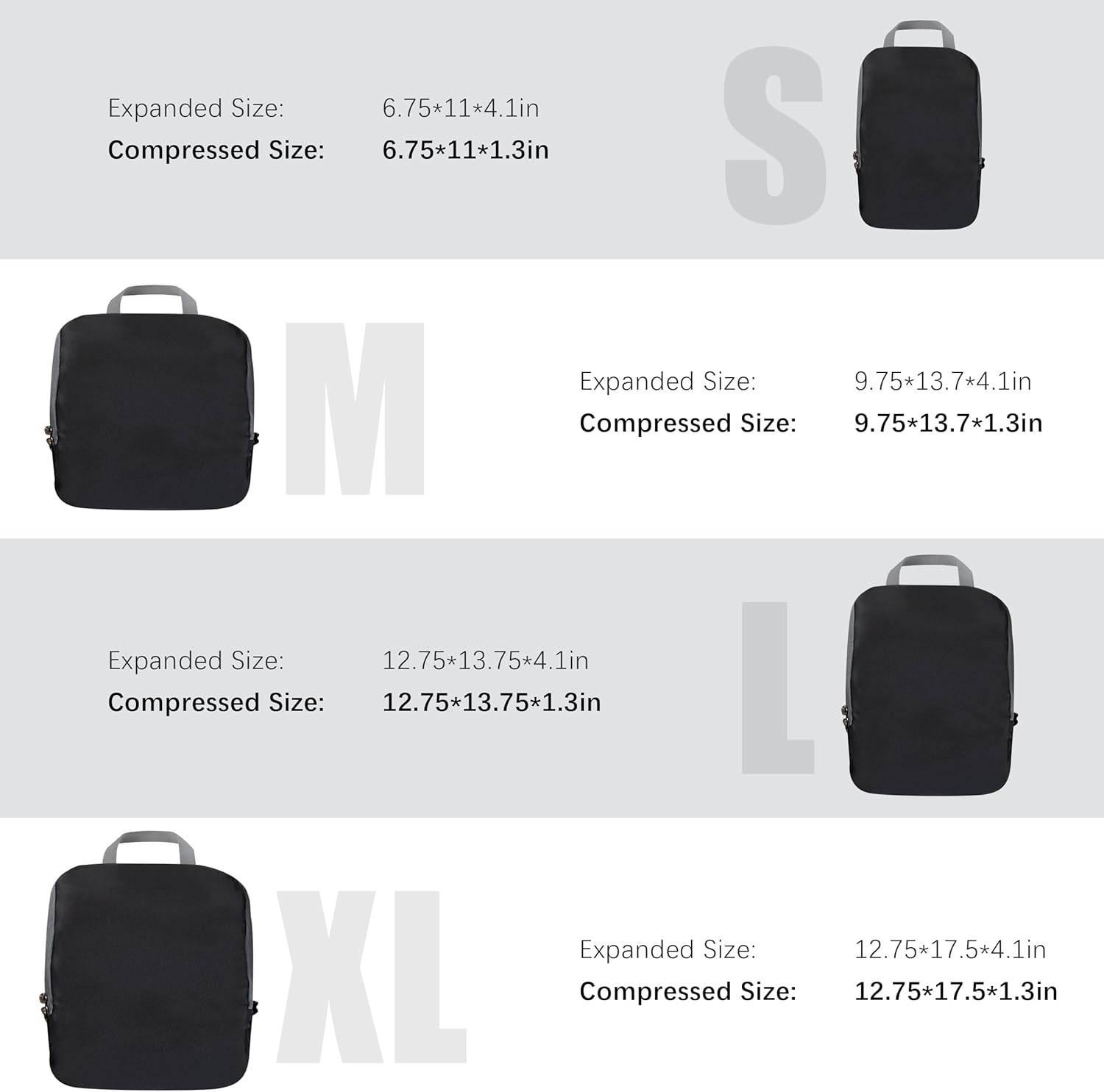 4 Set Compression Packing Cubes Travel - Travel Accessories Expandable Packing Organizers for Carry On - Essentials Luggage Travel Bags - Image 5