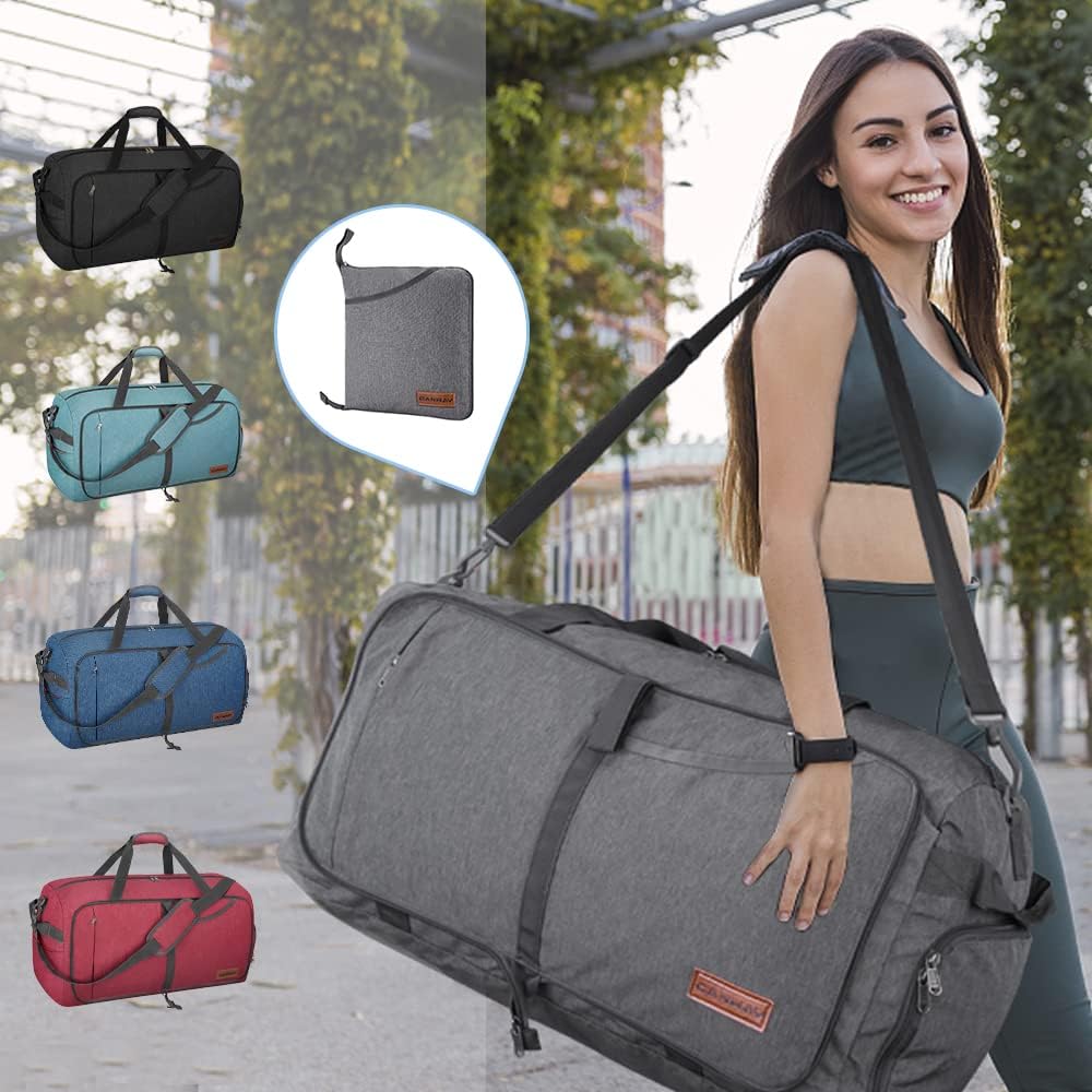 Canway 65L Travel Duffel Bag, Foldable Weekender Bag with Shoes Compartment for Men Women Water-proof & Tear Resistant - Image 6