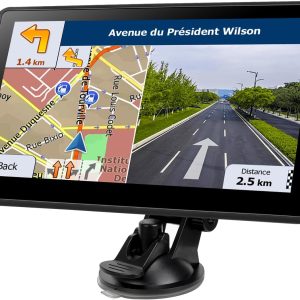 GPS Navigator for Car Truck RV, Latest 2025 Map 7 inch Touch Screen Car GPS, Support Voice Turn Direction Guidance/Speed and Red Light Warning/Custom Truck Routing (Black)
